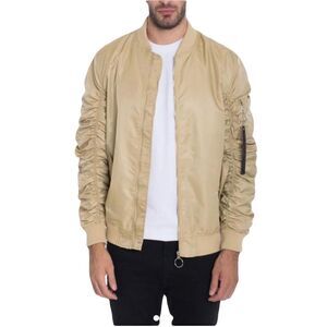 New Men’s Gold Tan Bomber Jacket Size Large Utility Streetwear